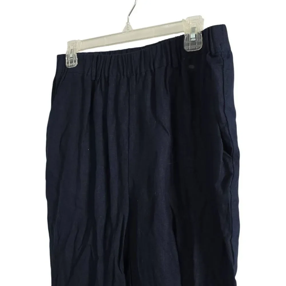 Quince Women's Size Large Navy Blue 100% Linen Pants
